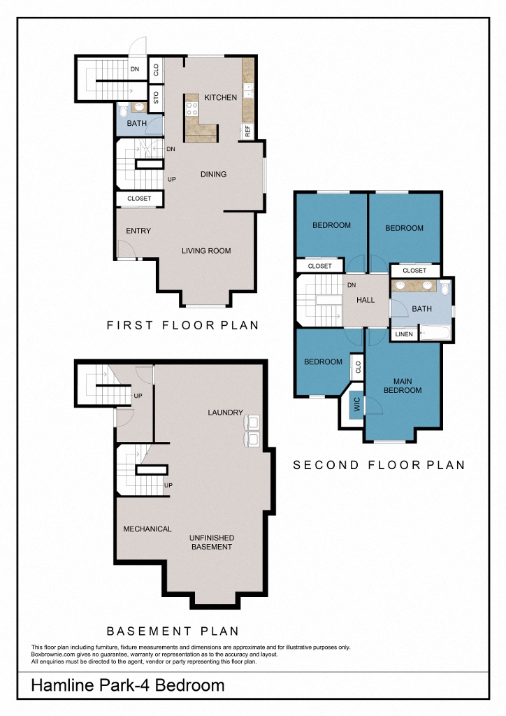 Floor plan for 4 beds, 1.5 baths, 1632 sqft